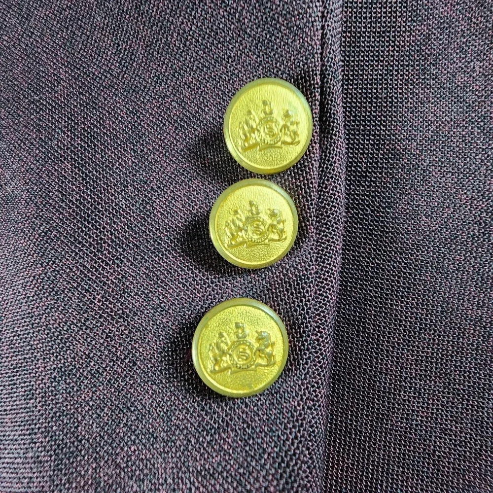 VTG Stafford‎ USA 44S Purple Hopsack Gold Button Men's Blazer Jacket Sport Coat